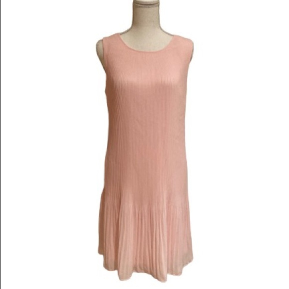 NWOT DKNY Pleated Sleeveless Midi Dress, Pink, Size 8